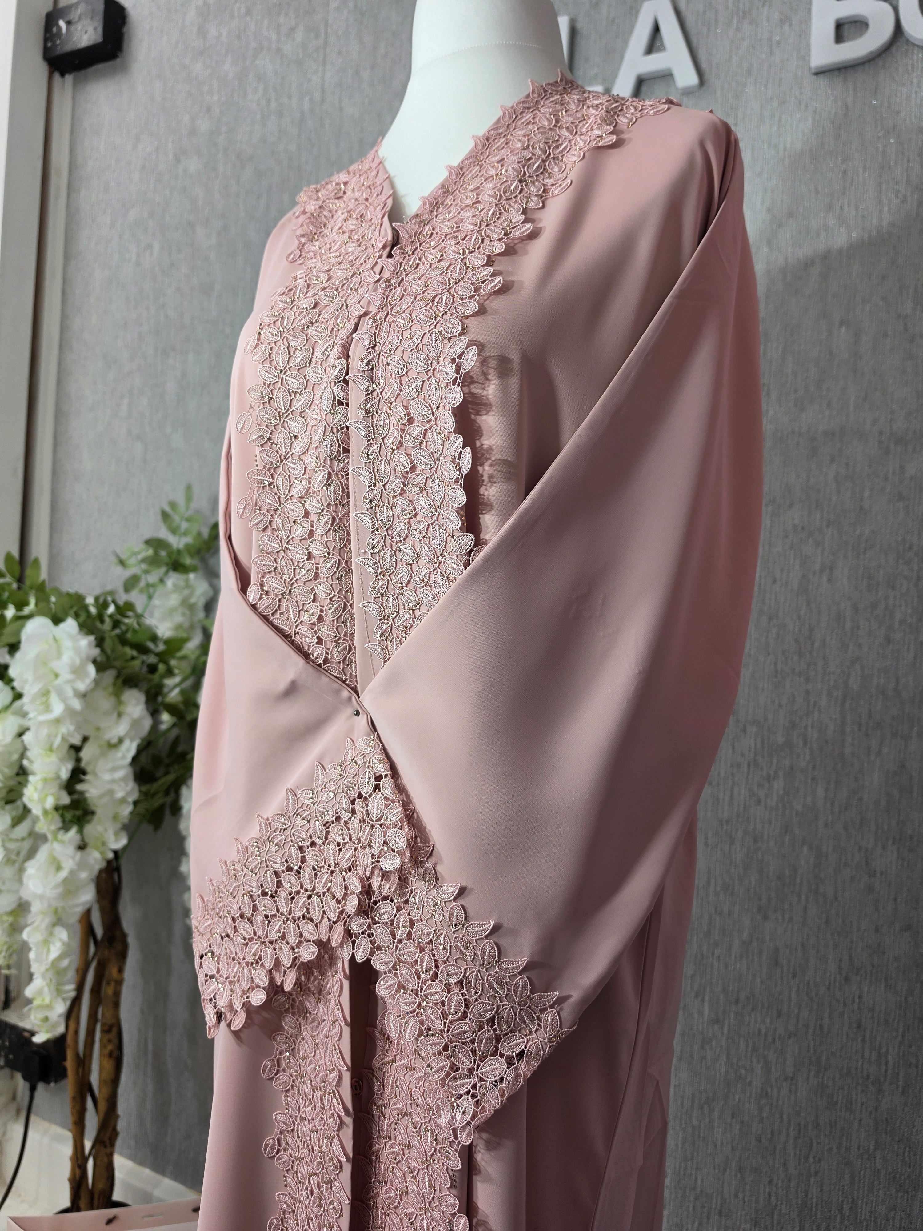 Bloom lace Abaya